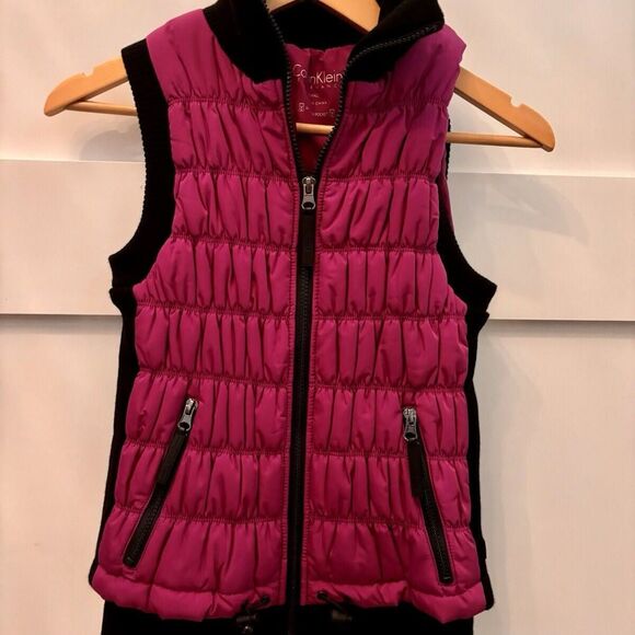 Womens Calvin Klein Performance Purple Black Puffer Vest Jacket Size XS EUC! - Picture 1 of 8
